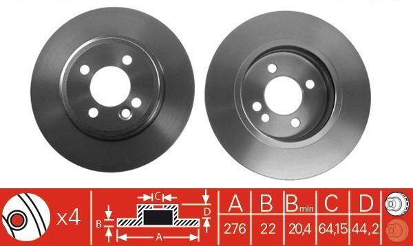 MINI Cooper S R53 Ön Fren Diski 276 mm Çap 2001-2006 TRW