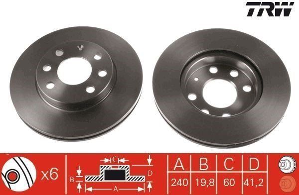 Opel Corsa C Ön Fren Diski 1.2 ABS'li 240 mm Havalı 2001-2006 TRW