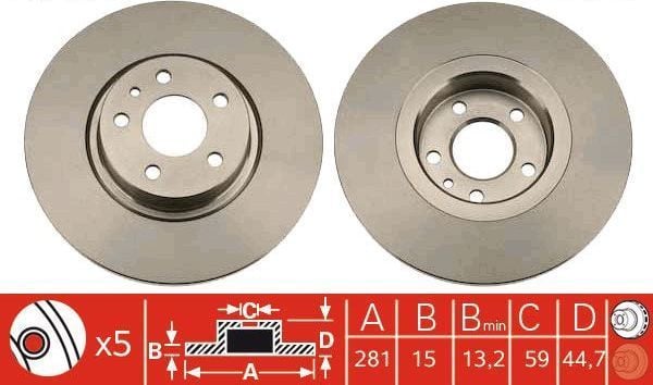 Alfa Romeo 156 Ön Fren Diski 1.6 Dolu Tip 281 mm Çap 1998-2000 TRW