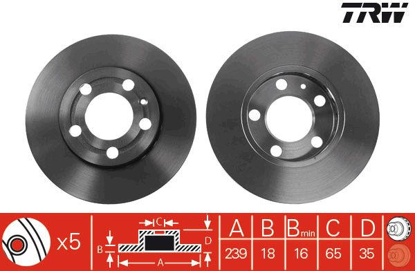 Skoda Fabia Ön Fren Diski 1.2 64 Beygir 239 mm 2000-2007 TRW