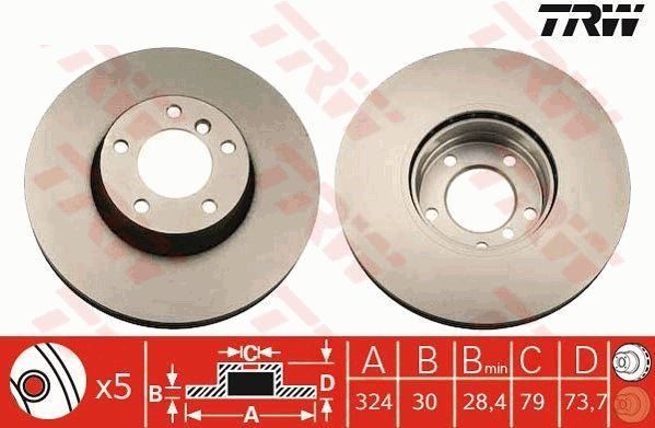 BMW E39 530i/d Ön Fren Diski 324 mm Çap Büyük Tip 2001-2003 TRW