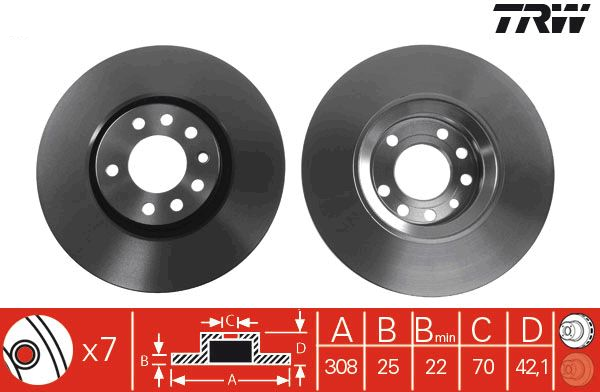 Opel Astra H GTC Ön Fren Diski1.6 Turbo 180 Beygir 308 mm Çap 2005-2012 TRW