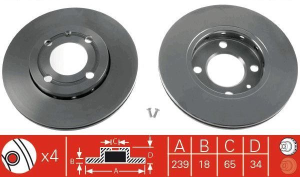 Volkswagen Polo 3 Ön Fren Diski Ön 1.4 16V 75 Beygir ABS'siz 239 mm Çap 1999-2001 TRW