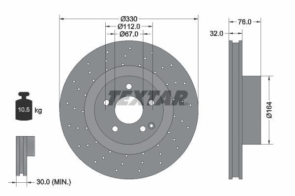 Mercedes 220 Kasa S320 CDI / S400 CDI Ön Fren Diski Havalı 330 mm TEXTAR