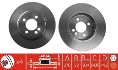 MINI Cooper S R53 Ön Fren Diski 276 mm Çap 2001-2006 TRW