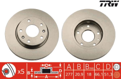 Land Rover Freelander Ön Fren Diski 277 mm Çap 2001-2006 TRW