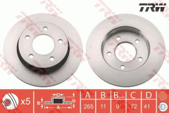Mazda 3 Arka Fren Diski 265 mm 2004-2009 TRW