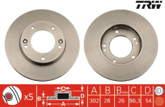 Kia Sorento Fren Diski Ön 302 mm 2003-2006 TRW