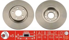 Alfa Romeo 156 Ön Fren Diski 1.6 Dolu Tip 281 mm Çap 1998-2000 TRW