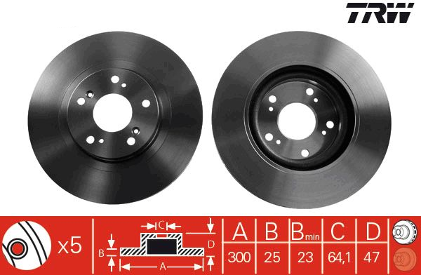 Honda Civic EP3 Type-R Ön Fren Diski 300 mm Çap 2001-20006 TRW