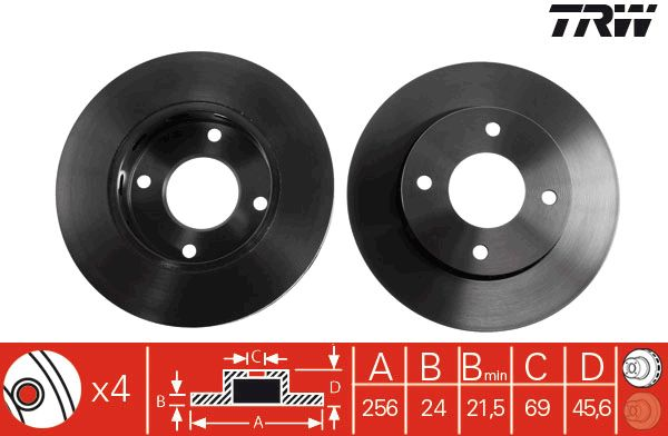 Mitsubishi Colt Ön Fren Diski 1.5 Benzinli 256 mm Çap 2005-2012 TRW