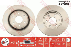 Nissan Navara Ön Fren Diski 295 mm Çap 16'' Sistem İçin 2005-2014 TRW