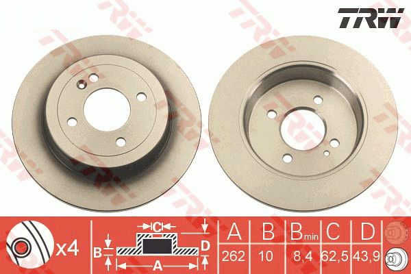 Kia Rio 3 Arka Fren Diski 262 mm 2012-2017 TRW