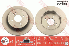 Kia Rio 3 Arka Fren Diski 262 mm 2012-2017 TRW