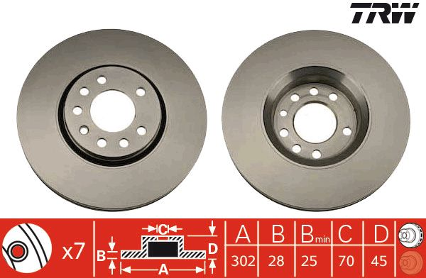 Opel Vectra C Ön Fren Diski 2.0 16V Turbo 302 mm 2002-2008 TRW