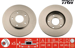 Nissan Primera Ön Fren Diski 280 mm / P12 Kasa 2002-2008 TRW