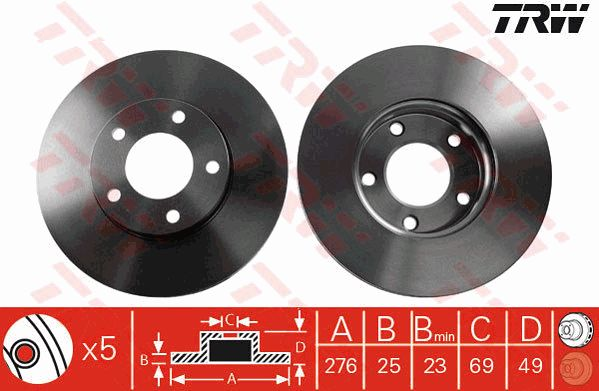 Mazda 3 Ön Fren Diski 278 mm Çap 2010-2013 TRW