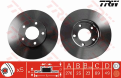 Mazda 3 Ön Fren Diski 278 mm Çap 2010-2013 TRW