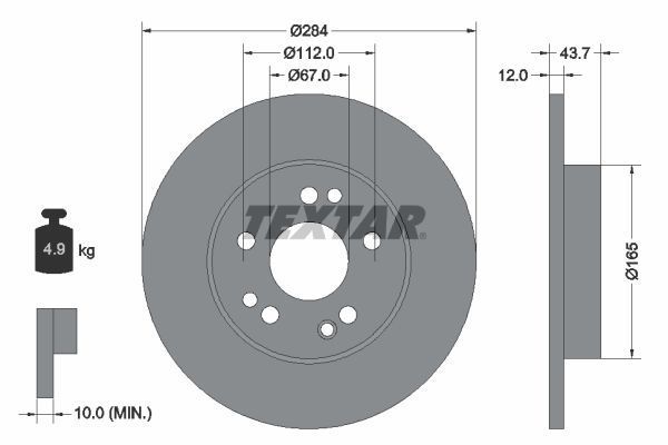 Mercedes E Serisi 124 Kasa Ön Fren Diski 284 mm Dolu TEXTAR