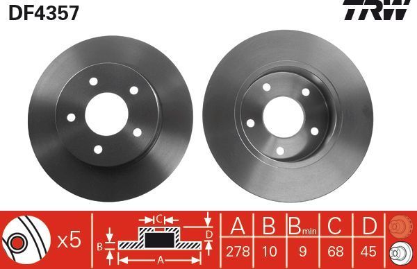 Nissan Primera Arka Fren Diski 278 mm Çap/P12 Kasa 2002-2008 TRW