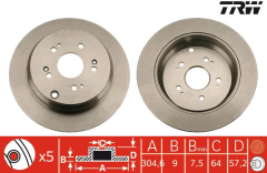 Honda CR-V Arka Fren Diski Büyük Tip 305 mm Çap 2005-2006 TRW